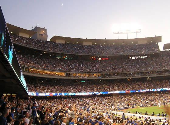 A crecent moon over Dodger Stadium - LA